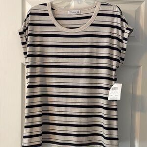 89th & Madison Navy and Cream Striped Tee